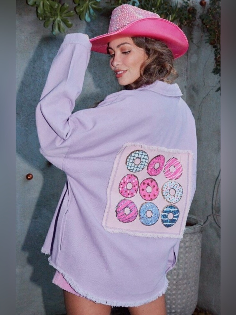 Fantastic Fawn Lavender Frayed Denim Jacket